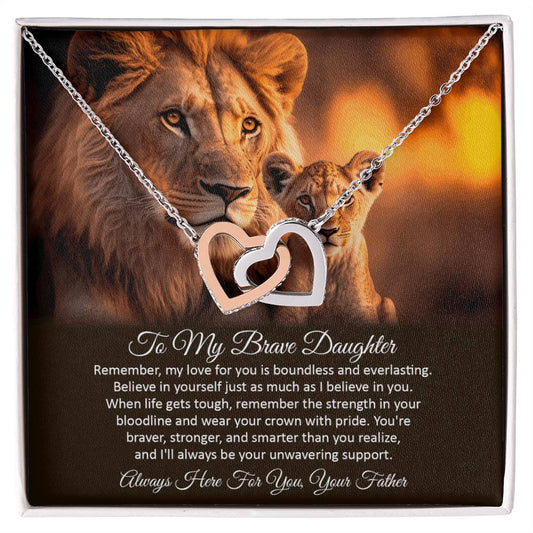To My Daughter | Remember The Strength | Interlocking Hearts Necklace