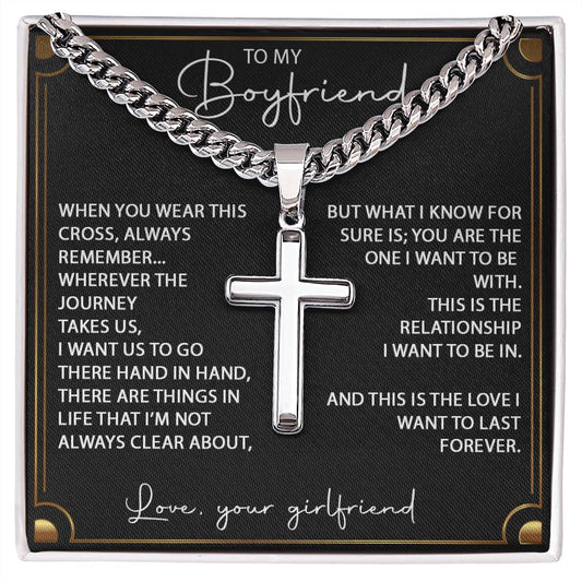 To My Boyfriend | Always Remember | Stainless Steel Cross Necklace