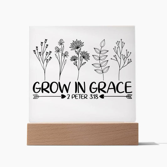 Grow In Grace | 2 Peter 3:18 | Acrylic LED Lamp