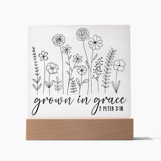 Grown In Grace | 2 Peter 3:18 | Acrylic LED Lamp