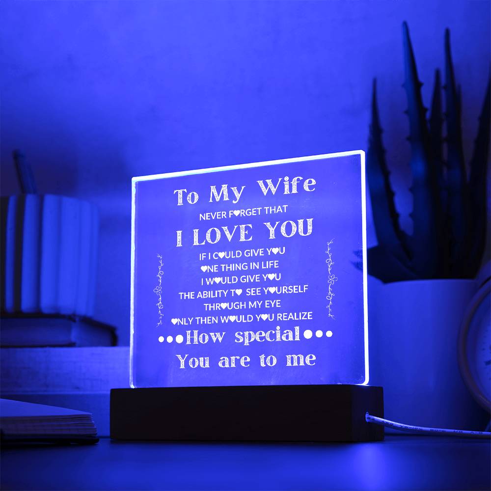 To My Wife LED Square Acrylic