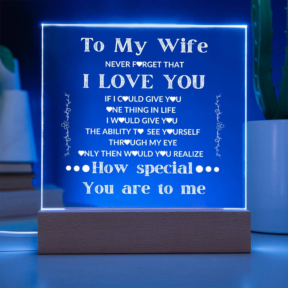 To My Wife LED Square Acrylic