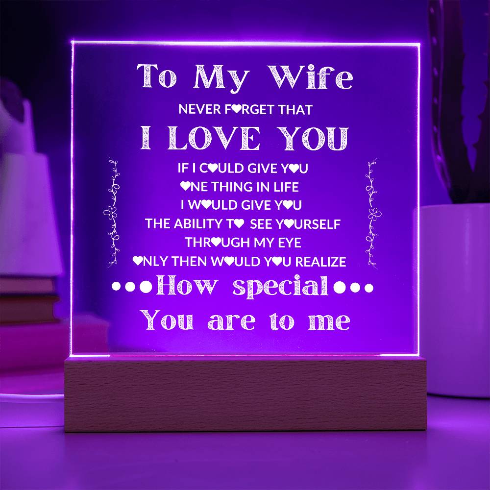 To My Wife LED Square Acrylic