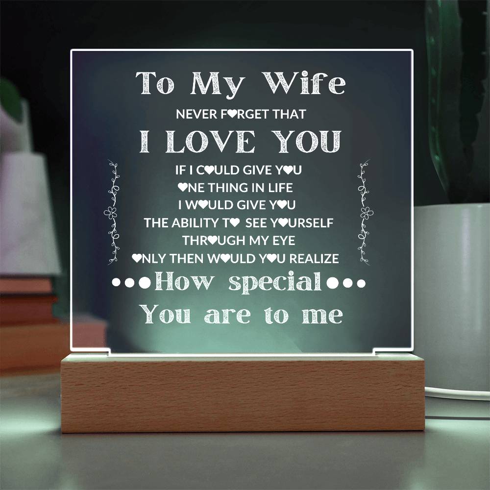 To My Wife LED Square Acrylic