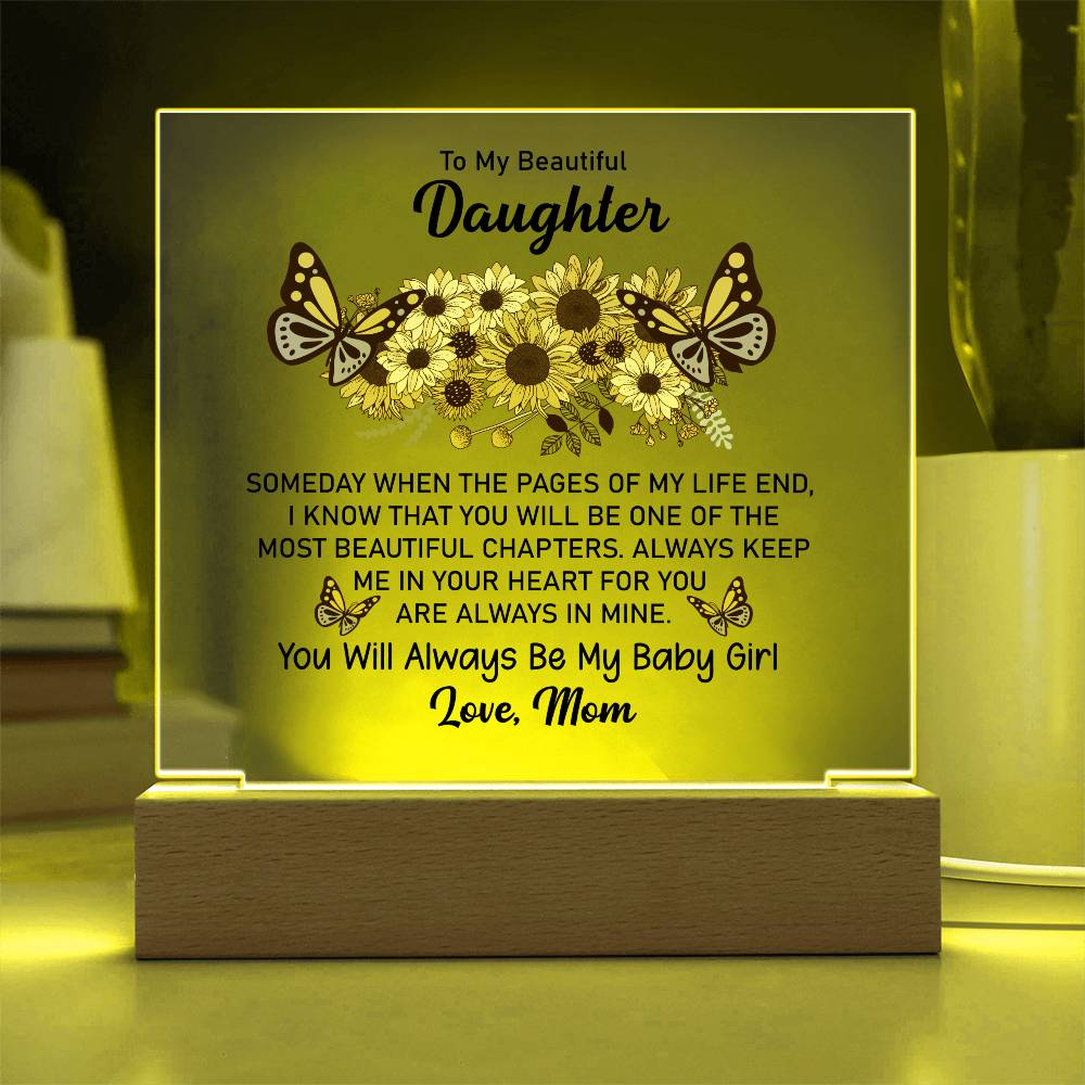 Beautiful Daughter Sunflower | Square Plaque