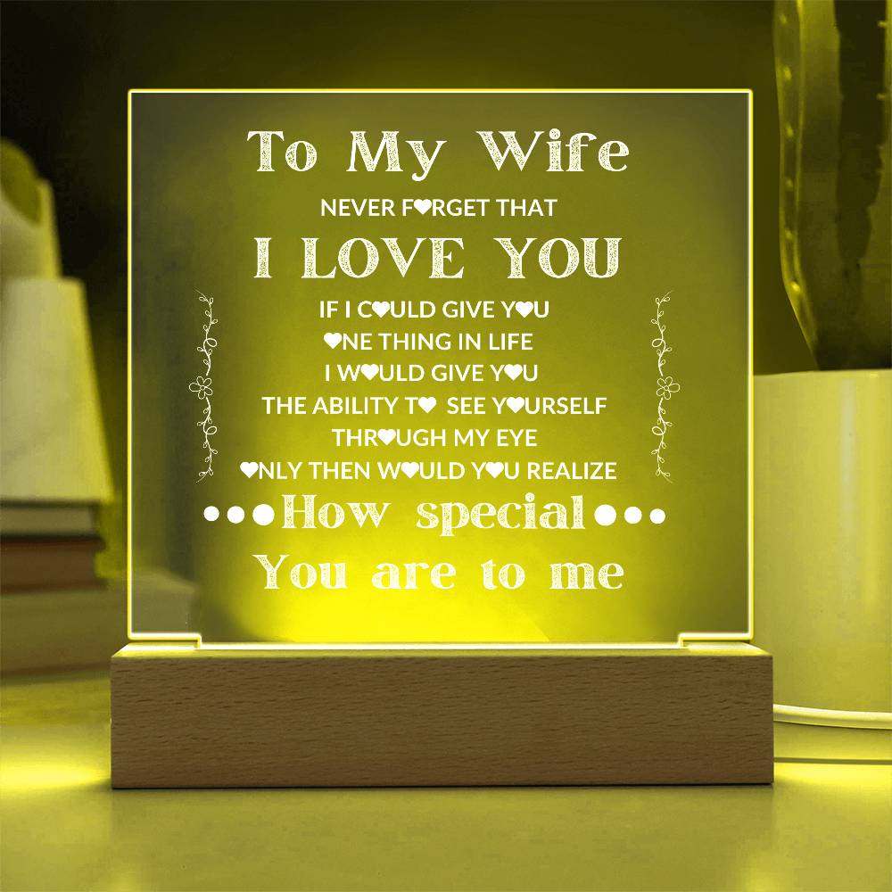 To My Wife LED Square Acrylic