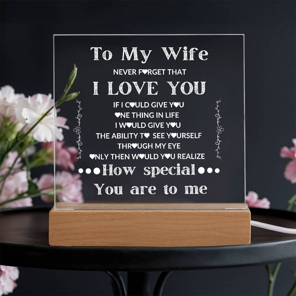 To My Wife LED Square Acrylic