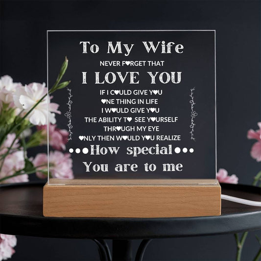 To My Wife LED Square Acrylic