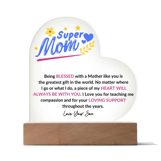 Super Mom | Love Your Son | Heart Acrylic Plaque