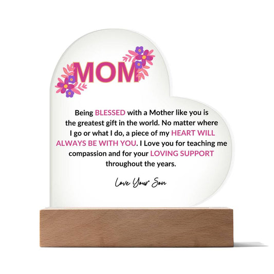 Mom | Love Your Son | Heart Acrylic Plaque