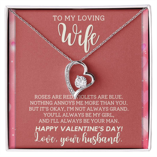 To My Loving Wife | Roses Are Red - Forever Love Necklace