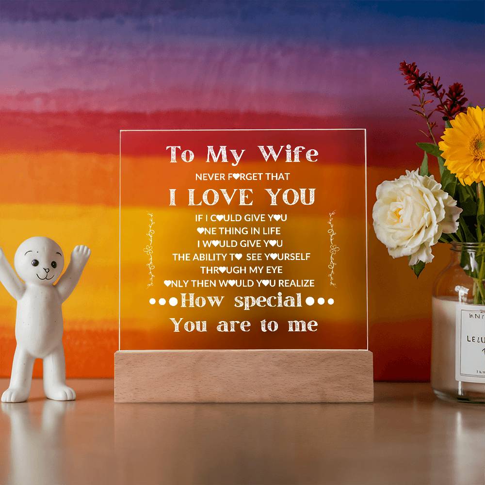 To My Wife LED Square Acrylic