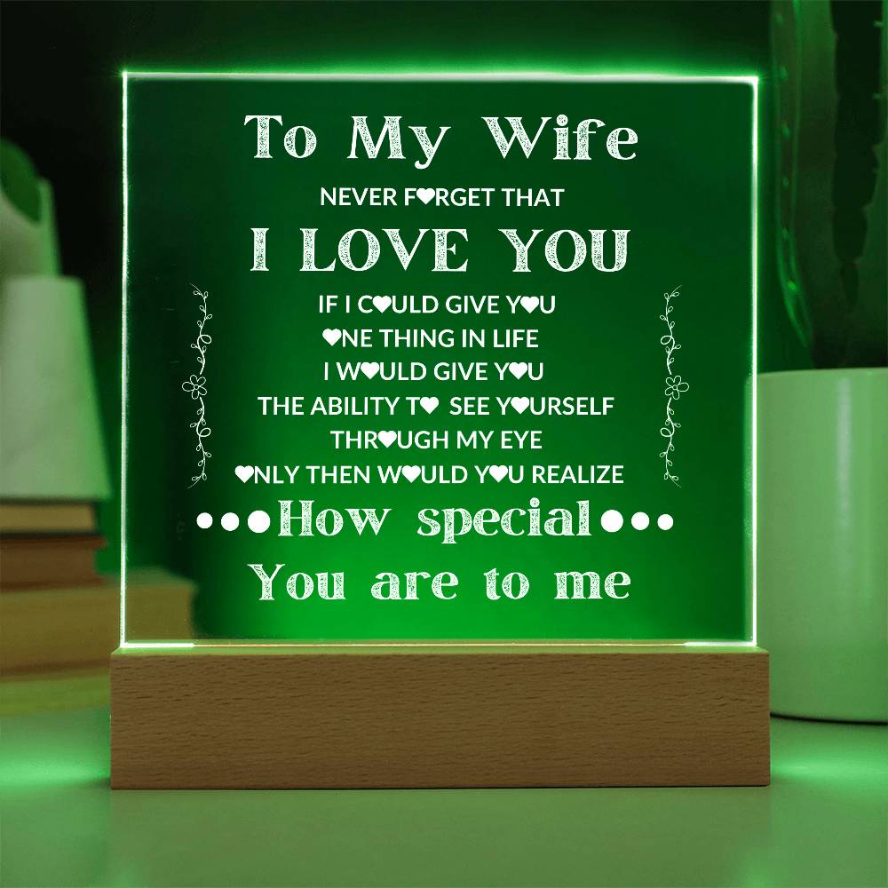 To My Wife LED Square Acrylic