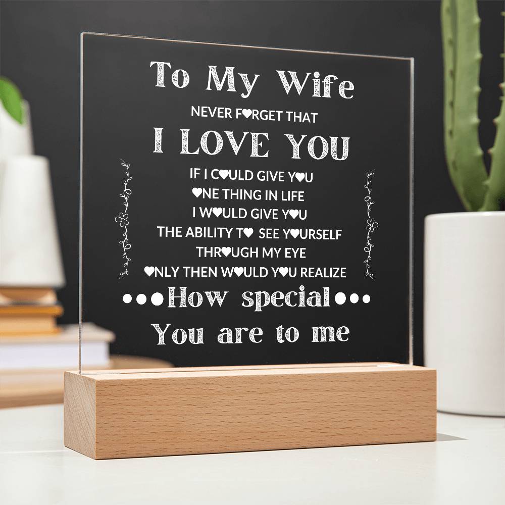 To My Wife LED Square Acrylic