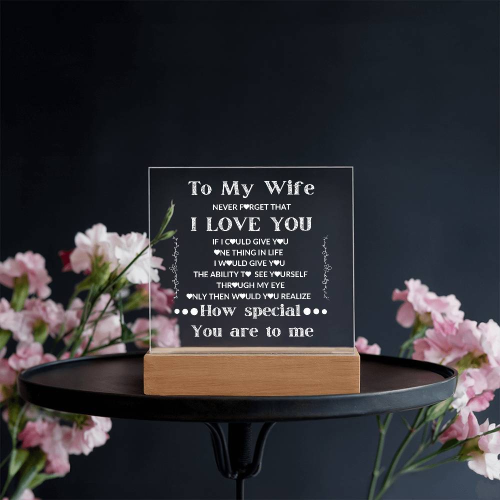To My Wife LED Square Acrylic