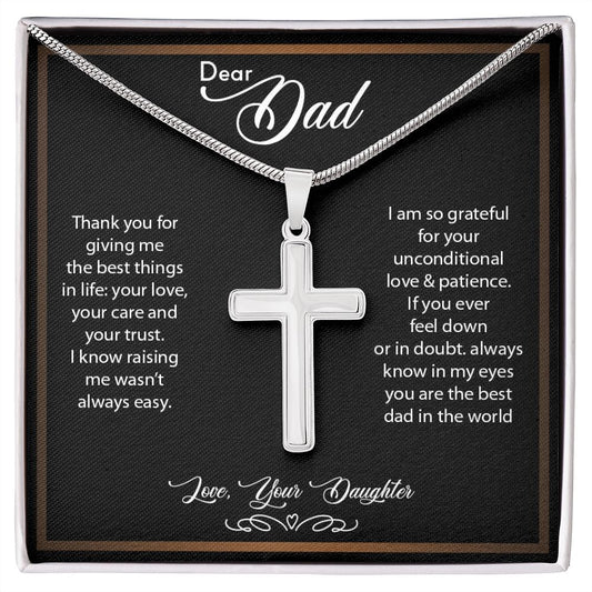 Dear Dad | Thank You - Stainless Steel Cross Necklace
