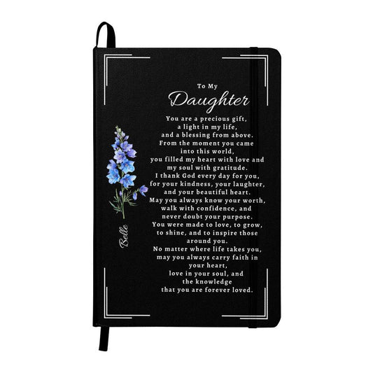 Personalized Name & Birth Flower Journal in white