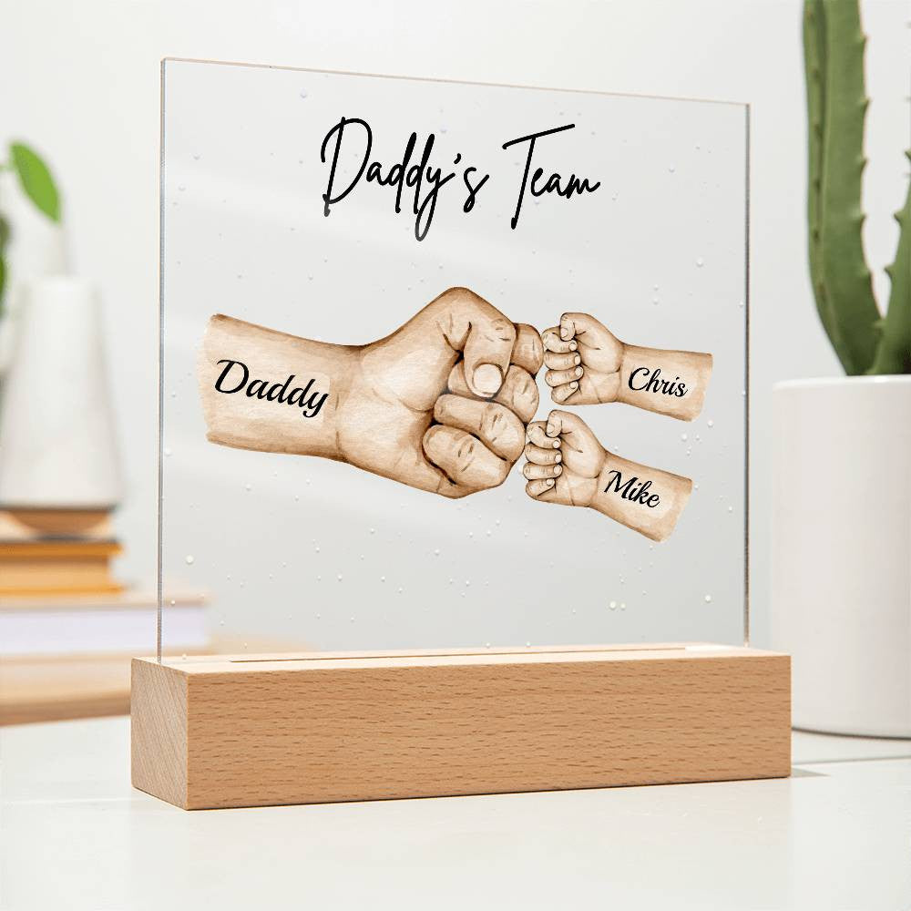 Daddy's Team Personalized Acrylic LED Plaque