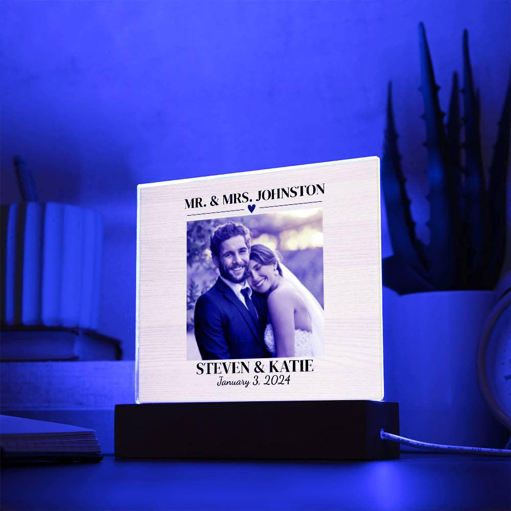 Personalized Wedding Photo Frame | Square Acrylic Plaque